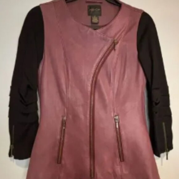 AS by DF Women’s‎ Full Zip Lined Soft Leather Jacket Purple Black Size Small